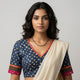 Prussian Blue Grey Bandhani Readymade Blouse with Mirror Work | Godhuli