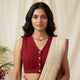 Maroon Cut Work Sleeveless Readymade Blouse | Godhuli
