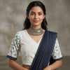 White Readymade Blouse with Kantha-Mirror Work | Godhuli