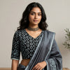 Black Batik Circle Print Readymade Blouse | Godhuli