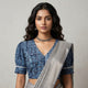 Light Blue Batik Print Readymade Blouse | Godhuli
