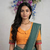 Orange Broad Peter Pan Collar Readymade Blouse | Godhuli