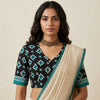 Black Sea Green Geometric Print Readymade Blouse | Godhuli