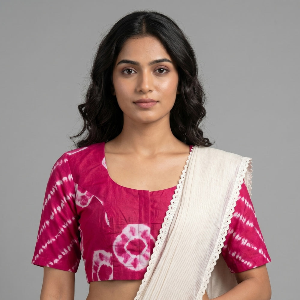 Rani Pink Shibori Readymade Blouse | Godhuli
