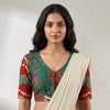 Sage Green Brick Red Shibori Readymade Blouse | Godhuli