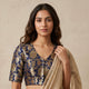 Royal Blue Floral Jaal Banarasi Brocade Readymade Blouse | Godhuli