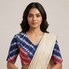 Coral Pink Blue Shibori Readymade Blouse | Godhuli