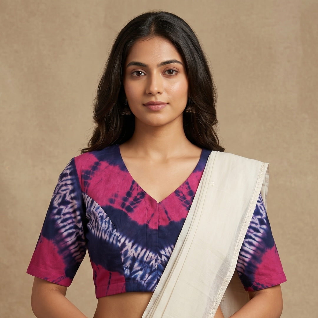 Rani Purple Shibori Readymade Blouse | Godhuli