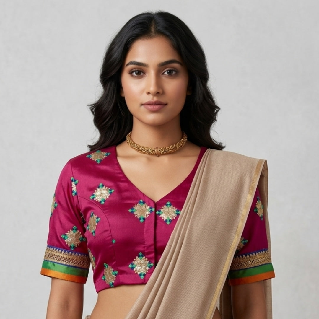 Rani Chinon Silk Readymade Blouse | Godhuli