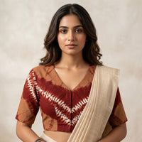 Brown Maroon Shibori Readymade Blouse | Godhuli