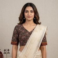 Black Cotton Patola Print Readymade Blouse | Godhuli