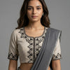 Aari work Beige Readymade Blouse with Mirrors | Godhuli