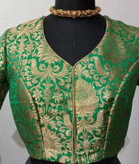 Green Kimkhab Banarasi Brocade Readymade Blouse | Godhuli