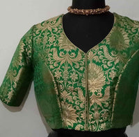 Green Kimkhab Banarasi Brocade Readymade Blouse | Godhuli