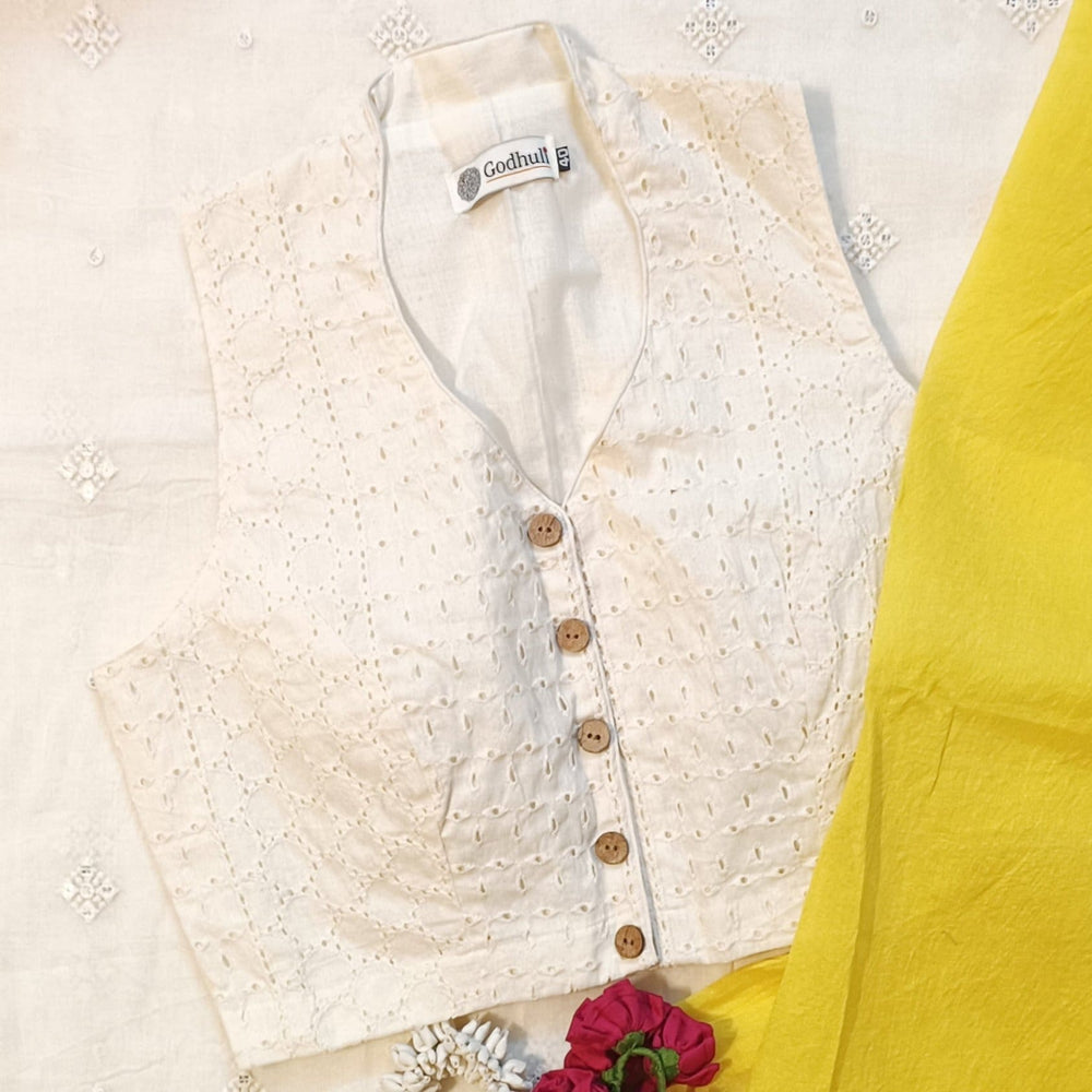 Halter Neck Cut-work Readymade Blouse | Godhuli