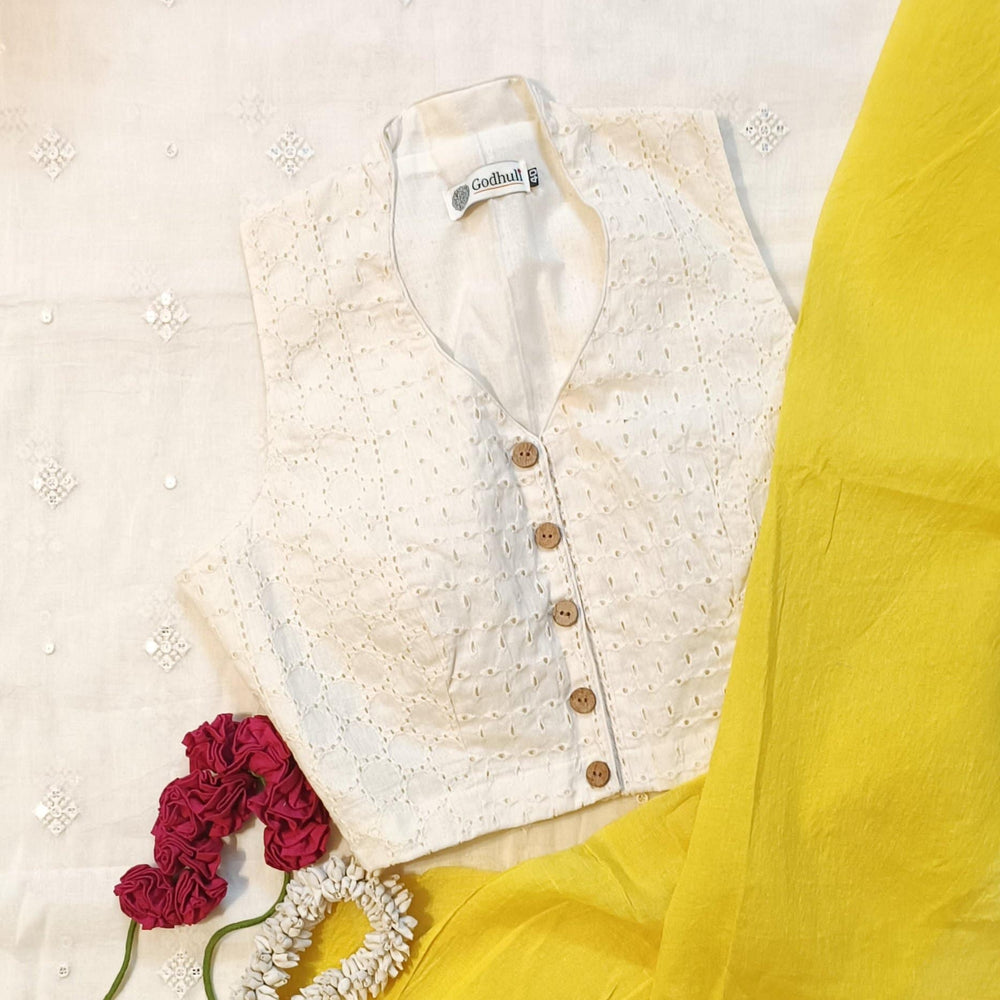 Halter Neck Cut-work Readymade Blouse | Godhuli