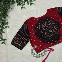Black Maroon Bandhani Readymade Blouse | Godhuli