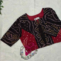 Black Maroon Bandhani Readymade Blouse | Godhuli