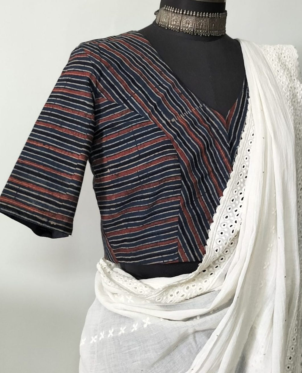 Buy Ajrakh Stripes Blouse | Godhuli