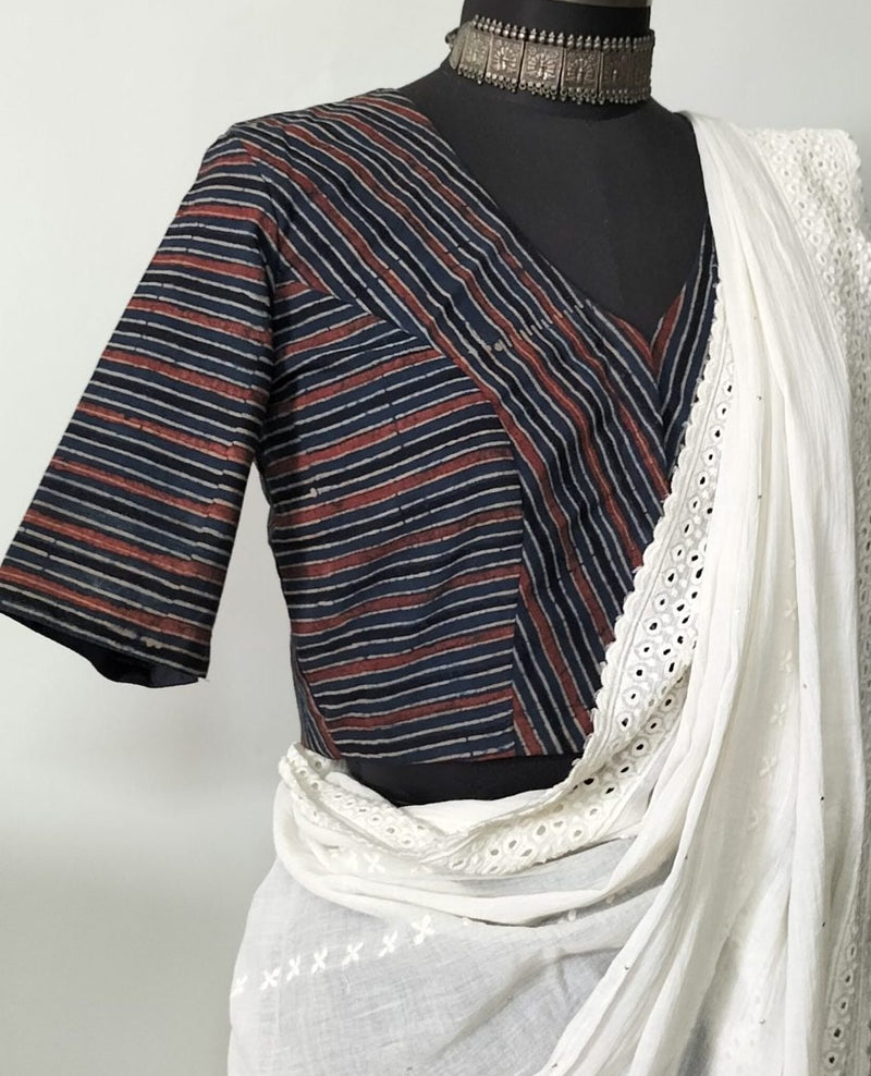 Buy Ajrakh Stripes Blouse | Godhuli