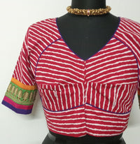Buy Red Leheriya Stripes Blouse | Godhuli