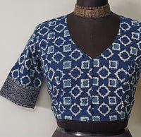 Dabu Indigo Mughal Print Readymade Blouse | Godhuli
