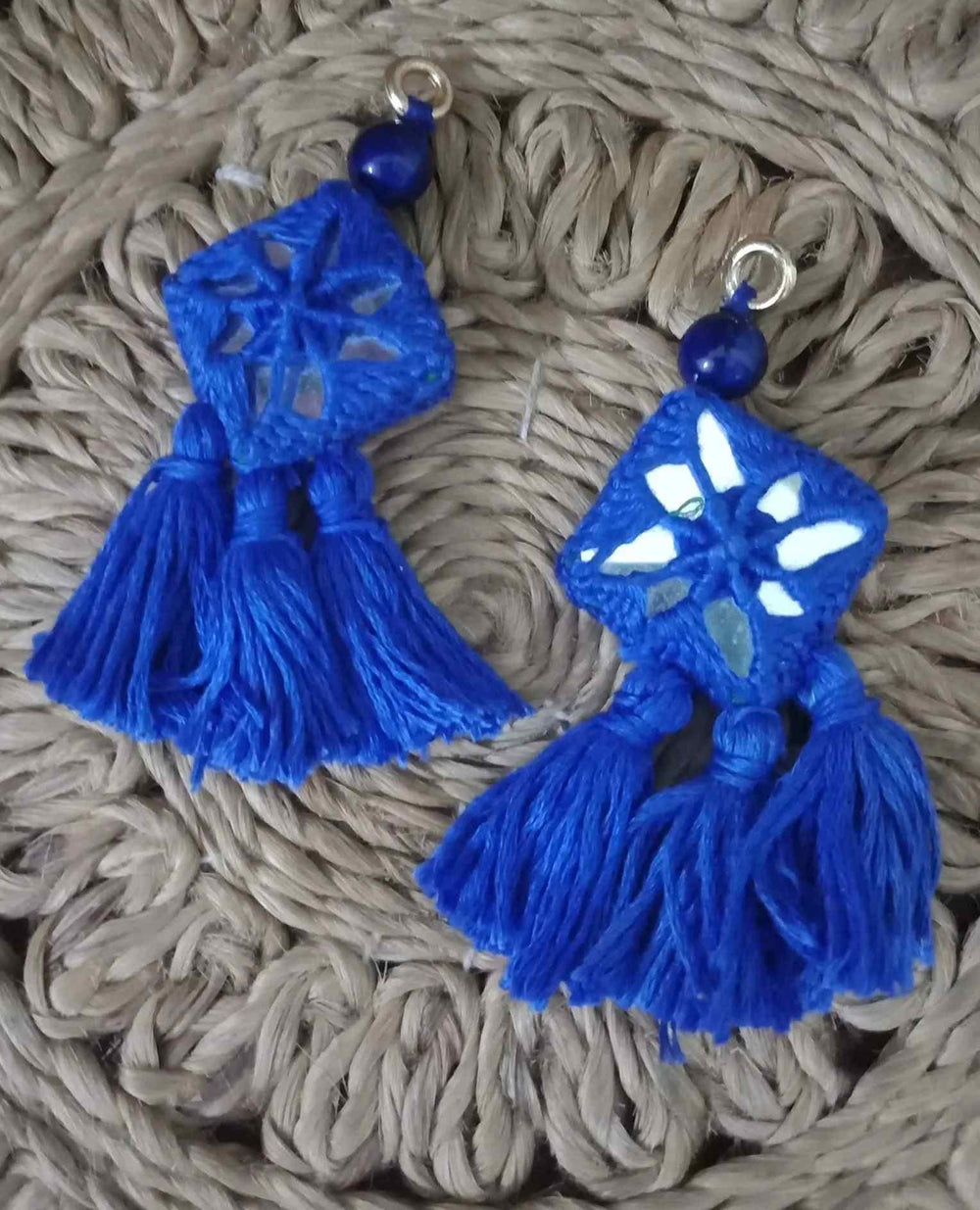 Buy Ink Blue Handmade Mirrorwork Tassels | Godhuli