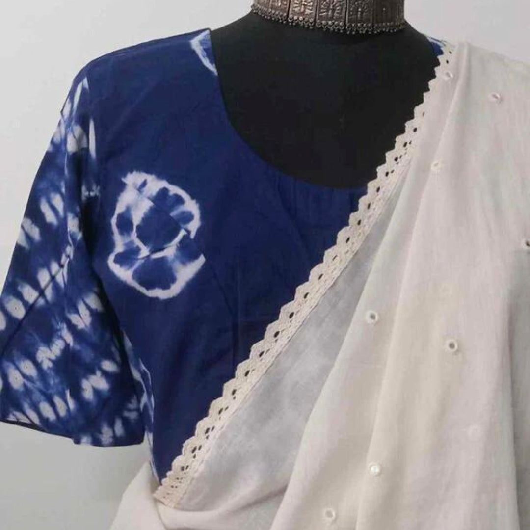 Ink Blue Shibori Readymade Blouse | Godhuli