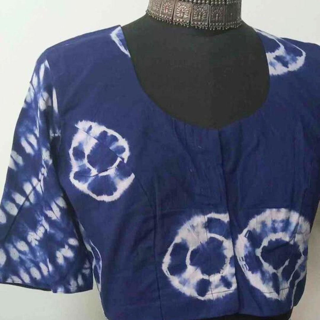 Ink Blue Shibori Readymade Blouse | Godhuli