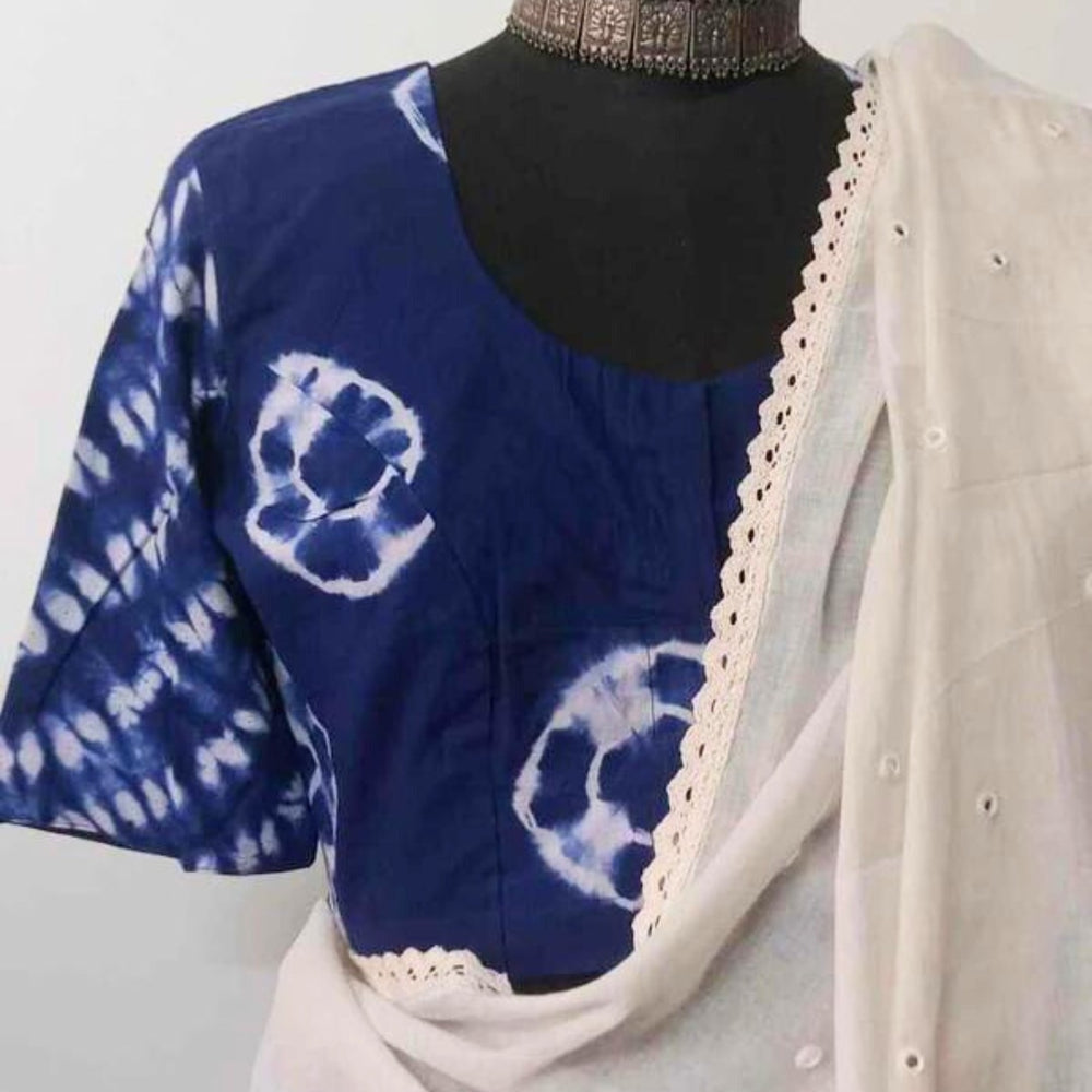 Ink Blue Shibori Readymade Blouse | Godhuli