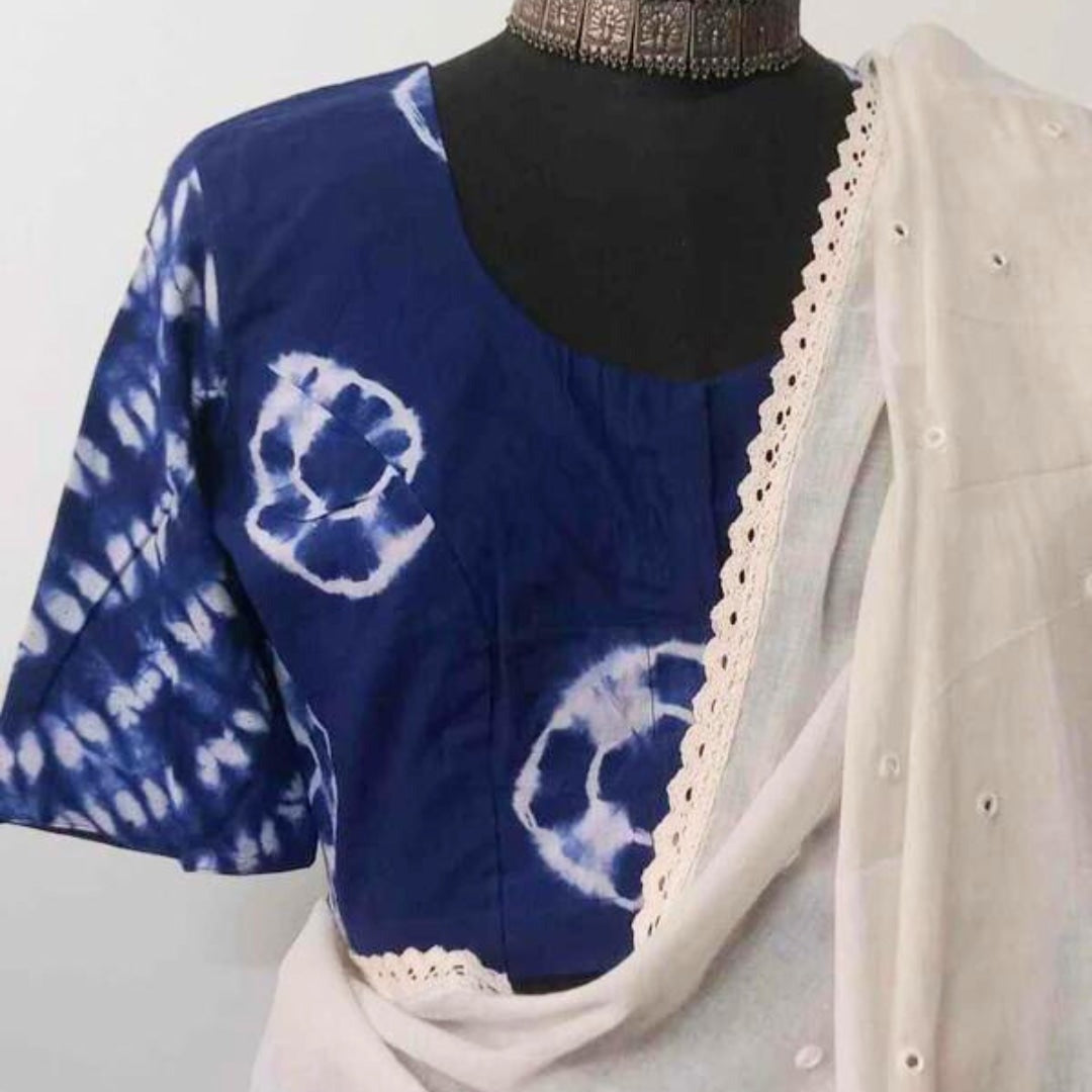 Ink Blue Shibori Readymade Blouse | Godhuli