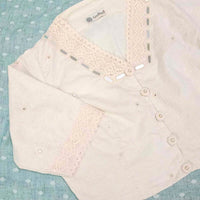 Ivory Crop Top Readymade Blouse with Mirror Work | Godhuli