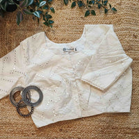 Ivory Mirrorwork Readymade Blouse | Godhuli