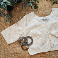 Ivory Mirrorwork Readymade Blouse | Godhuli