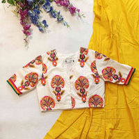Ivory Multicolour Embroidery Readymade Blouse | Godhuli
