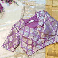 Lavender Banarasi Brocade Readymade Blouse | Godhuli