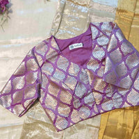 Lavender Banarasi Brocade Readymade Blouse | Godhuli