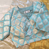 Light Sea Green Banarasi Brocade Readyamde Blouse | Godhuli