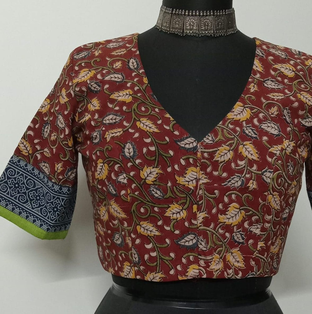 Madder Color Kalamkari Readymade Blouse | Godhuli
