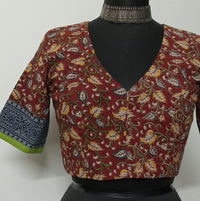 Madder Color Kalamkari Readymade Blouse | Godhuli