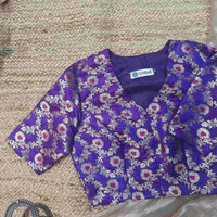 Magenta Purple Banarasi Brocade Readymade Blouse | Godhuli