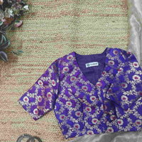 Magenta Purple Banarasi Brocade Readymade Blouse | Godhuli