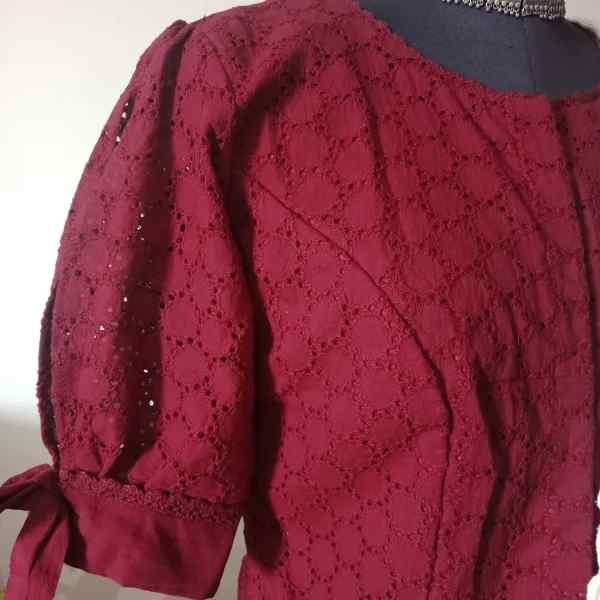 Maroon Cut Work Long Readymade Blouse | Godhuli