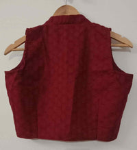 Maroon Cut Work Sleeveless Readymade Blouse | Godhuli