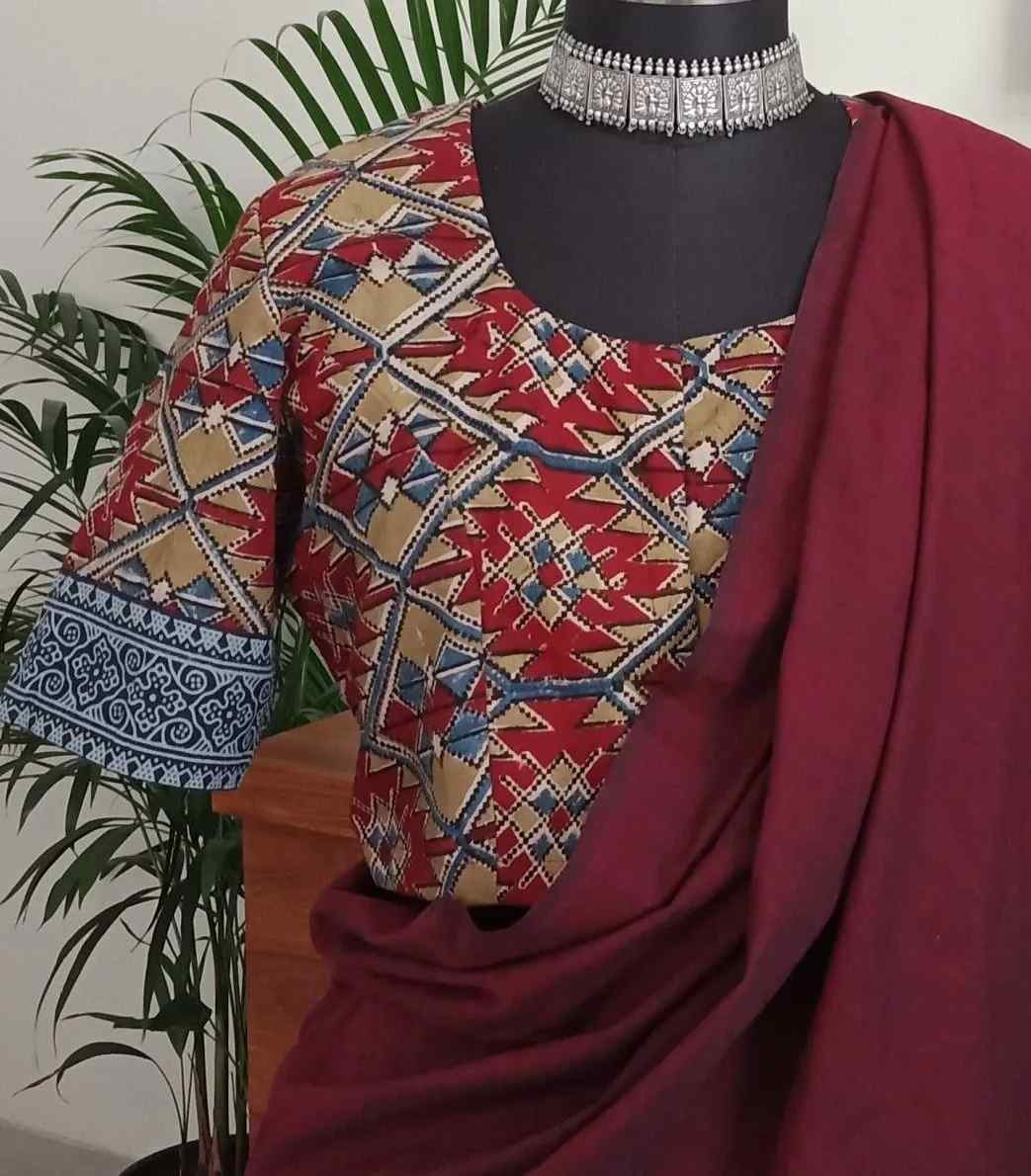 Maroon Kalamkari Readymade Blouse | Godhuli