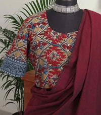 Maroon Kalamkari Readymade Blouse | Godhuli