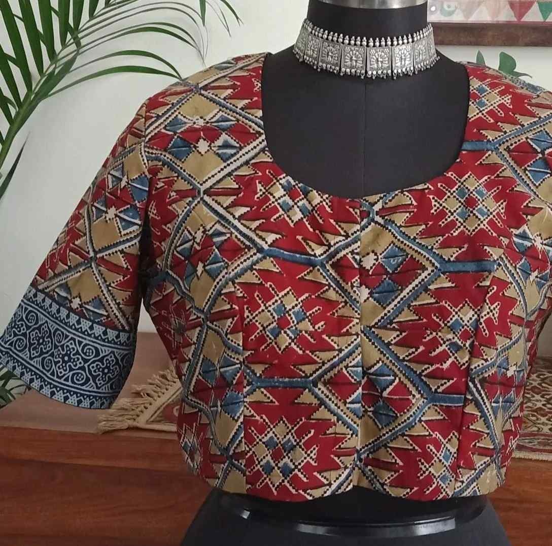 Maroon Kalamkari Readymade Blouse | Godhuli