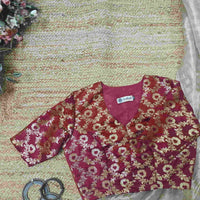 Maroon Banarasi Brocade Readymade Blouse | Godhuli