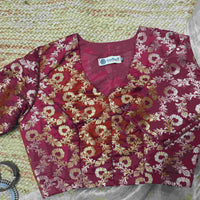 Maroon Banarasi Brocade Readymade Blouse | Godhuli
