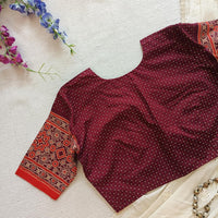 Maroon Orange Dotted Gamathi Readymade Blouse | Godhuli